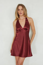 Monet Halter Satin Mini Dress