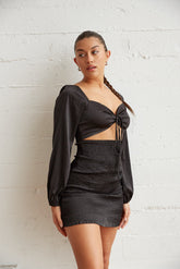 Kaia Smocked Satin Mini Dress