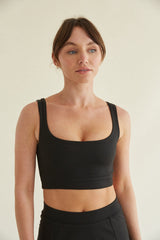 Kenzie Double Lined Crop Tank in Black