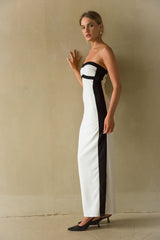 Meredith Strapless Contrast Bodycon Midi Dress