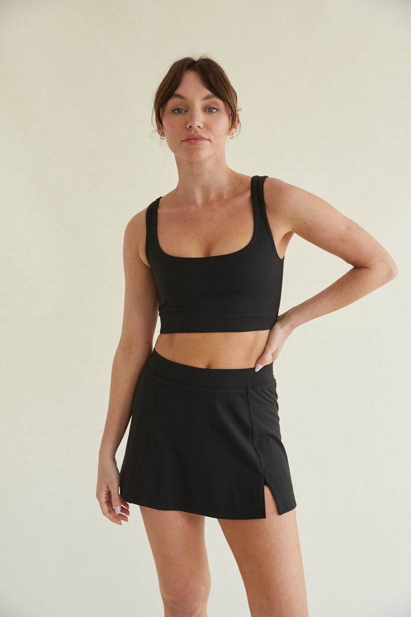 Kenzie Double Lined Crop Tank in Black