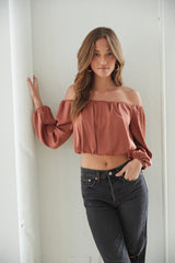 Laylah Long Sleeve Satin Top