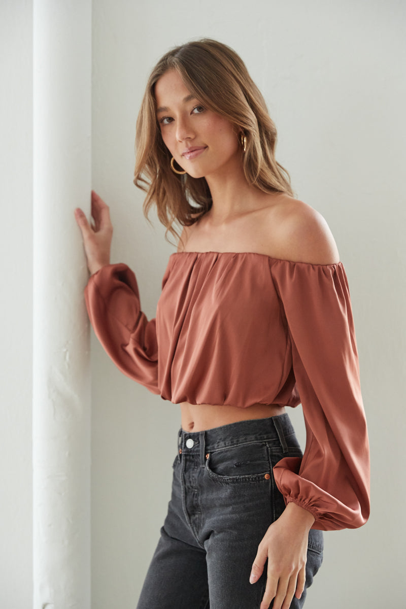 Laylah Long Sleeve Satin Top