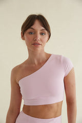 Mia Smoothing One Shoulder Crop Top in Pink