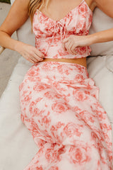 Rosetta Ruched Floral Satin Top